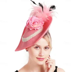 Headpiece Feathers Sinamay Wedding Evening Party Elegant Wedding With Feather Headpiece Headwear