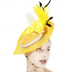 Headpiece Feathers Sinamay Wedding Evening Party Elegant Wedding With Feather Headpiece Headwear