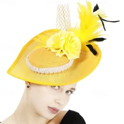 Headpiece Feathers Sinamay Wedding Evening Party Elegant Wedding With Feather Headpiece Headwear