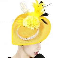 Headpiece Feathers Sinamay Wedding Evening Party Elegant Wedding With Feather Headpiece Headwear