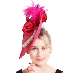 Headpiece Feathers Sinamay Wedding Evening Party Elegant Wedding With Feather Headpiece Headwear