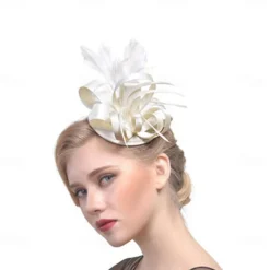 Headpiece Feathers Wedding Evening Party Elegant Wedding With Pure Color Headpiece Headwear