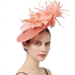 Headpiece Sinamay Wedding Evening Party Elegant Wedding With Feather Headpiece Headwear