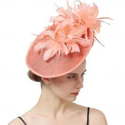 Headpiece Sinamay Wedding Evening Party Elegant Wedding With Feather Headpiece Headwear