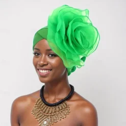 Headwear Net Floppy Hat Turbans Formal Wedding With Flower Tulle Headpiece Headwear