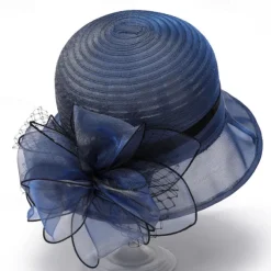 Headwear Organza Bucket Hat Wedding Birthday Casual Evening Party Cocktail Elegant Cute With Floral Headpiece Headwear