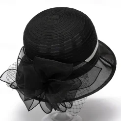 Headwear Organza Bucket Hat Wedding Birthday Casual Evening Party Cocktail Elegant Cute With Floral Headpiece Headwear