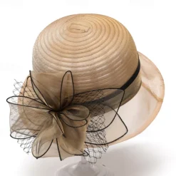 Headwear Organza Bucket Hat Wedding Birthday Casual Evening Party Cocktail Elegant Cute With Floral Headpiece Headwear