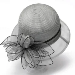 Headwear Organza Bucket Hat Wedding Birthday Casual Evening Party Cocktail Elegant Cute With Floral Headpiece Headwear