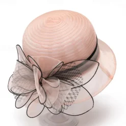 Headwear Organza Bucket Hat Wedding Birthday Casual Evening Party Cocktail Elegant Cute With Floral Headpiece Headwear
