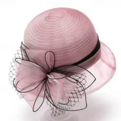 Headwear Organza Bucket Hat Wedding Birthday Casual Evening Party Cocktail Elegant Cute With Floral Headpiece Headwear