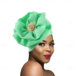 Headwear Polyester / Cotton Blend Floppy Hat Turbans Casual Church With Rhinestone Ruffles Headpiece Headwear