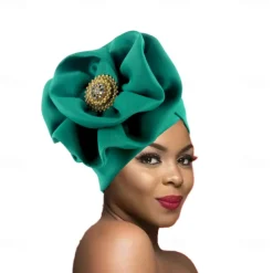 Headwear Polyester / Cotton Blend Floppy Hat Turbans Casual Church With Rhinestone Ruffles Headpiece Headwear