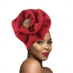 Headwear Polyester / Cotton Blend Floppy Hat Turbans Casual Church With Rhinestone Ruffles Headpiece Headwear