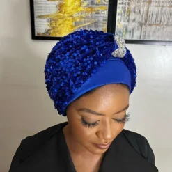 Headwear Polyester / Cotton Blend Beads Floppy Hat Turbans Wedding Birthday With Glitter Sequin Headpiece Headwear