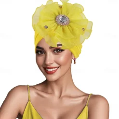 Headwear Polyester / Cotton Blend Floppy Hat Turbans Casual Church Cute With Rhinestone Flower Headpiece Headwear