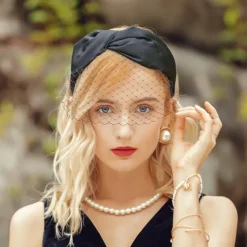 Headwear Tulle Nonwoven Veil Hat Wedding Tea Party Elegant Wedding With Pure Color Face Veil Headpiece Headwear