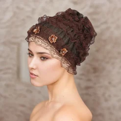 Headwear Tulle Polyester / Cotton Blend Floppy Hat Turbans Casual Holiday Cute With Lace Flower Headpiece Headwear