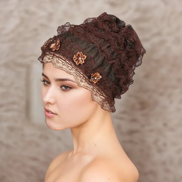Headwear Tulle Polyester / Cotton Blend Floppy Hat Turbans Casual Holiday Cute With Lace Flower Headpiece Headwear