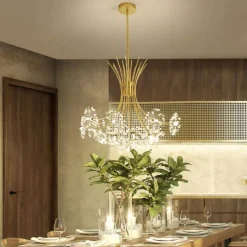 13Heard Modern Fireworks Chandelier G4 Lamp Cap Crystal Dandelion Art Chandelier Ceiling Lamp in Living Room Bedroom and Dining Room