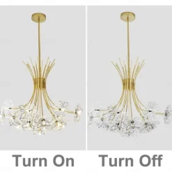 13Heard Modern Fireworks Chandelier G4 Lamp Cap Crystal Dandelion Art Chandelier Ceiling Lamp in Living Room Bedroom and Dining Room