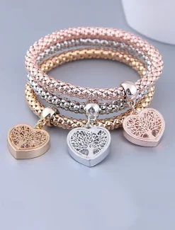 Heart Tree of Life Charm Bracelets Set - Women's Multicolor Braided Stackable Bracelets for Boho Style, Perfect for Casual Outfits or Gift Giving