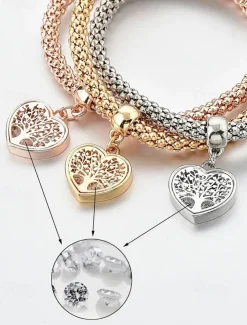 Heart Tree of Life Charm Bracelets Set - Women's Multicolor Braided Stackable Bracelets for Boho Style, Perfect for Casual Outfits or Gift Giving