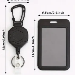 Heavy Duty Retractable Badge Reel Keychain With 1pc BadgeHolder Tactical ID Badge Reel With 31.5 Inch Steel Retractable CordBearing Weight 9.0 Oz