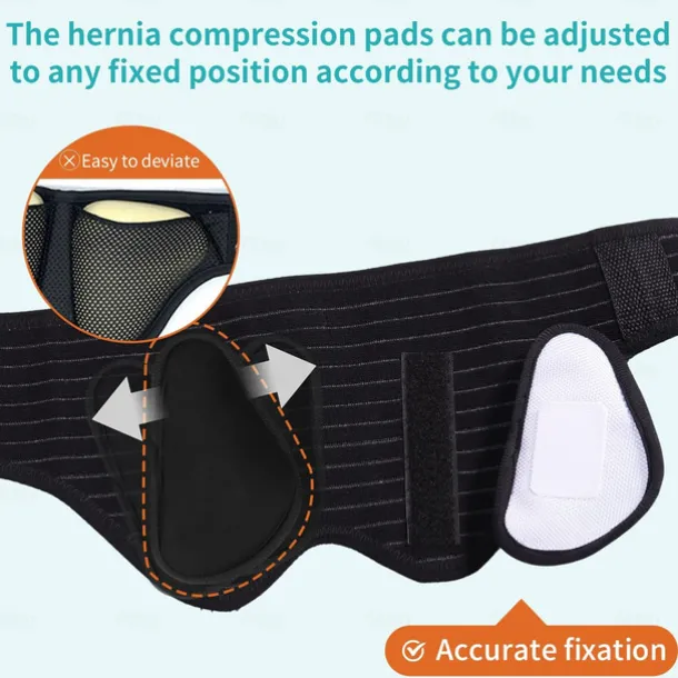 Hernia Belts for Men Adjustable Inguinal Hernia Support Belt for Men Women with 4 Compression Pad Hernia Support Truss for Inguinal or Sports Hernia