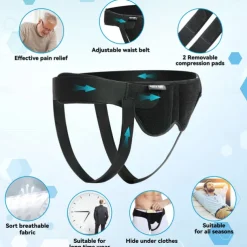 Hernia Belts for Men,Medical Hernia Guard Inguinal Truss for Single/Double,Sports Hernia Adjustable Waist Strap with 2 Removable Compression Pads