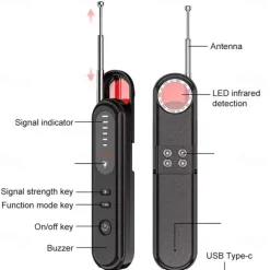 Hidden Camera Detector Listening Device Tracker Anti-Spy Electronic Signal 5 Levels Sensitivity Wireless Signal Scanner for Home