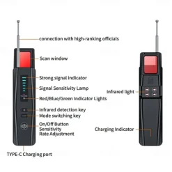 Hidden camera Infrared detector Anti-spy car GPS tracking listening device RF wireless signal scanner Gadget Security protection