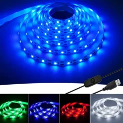 High Brightness Flexible LED Strip Light, Outdoor Waterfproof Strip Light USB or Battery Powered 5V 5050 SMD Multicolor Optional Indoor and Outdoor Activity Computer TV Background Wardrobe Bar Counter