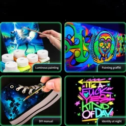 High Brightness Luminous Acrylic Paint 58ml Student Hand-painted DIY Textile Wall Painting Super Bright Light Storage Pigment