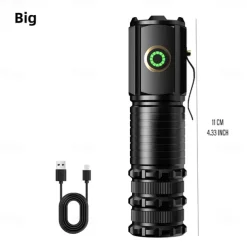 High Power Led Mini Flashlight, Strong Magnetic Tail LED Torch with 3 LED and Self-defense Lamp 5 Lighting Modes Bright Suitable for Outdoor Hiking Lights