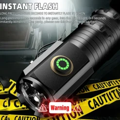 High Power Led Mini Flashlight, Strong Magnetic Tail LED Torch with 3 LED and Self-defense Lamp 5 Lighting Modes Bright Suitable for Outdoor Hiking Lights