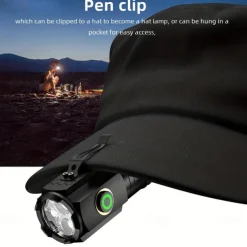 High Power Led Mini Flashlight, Strong Magnetic Tail LED Torch with 3 LED and Self-defense Lamp 5 Lighting Modes Bright Suitable for Outdoor Hiking Lights