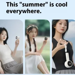 High Power Portable Handheld Fan – LED Display USB Rechargeable Mini Cooling Fan with 5 Speeds and Long Battery Life