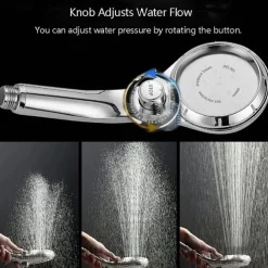 High Pressure Shower Head with Stop Button Water Pressure Adjustable Exquisite Spray Saving Large Panel ABS Shower Spray Nozzle Handhold Shower head Water Saving Stepless Adjustable Button Rotating