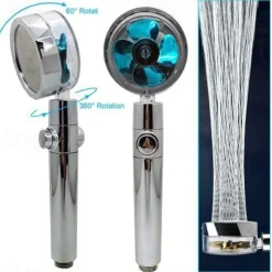 High Pressure Shower Head Water Saving Hand-held Spray Nozzle Turbocharged Shower Head With Small Fan Bathroom Supplies