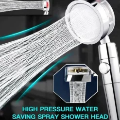 High Pressure Shower Head Water Saving Hand-held Spray Nozzle Turbocharged Shower Head With Small Fan Bathroom Supplies