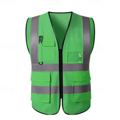 High Visibility Safety Vests with Pockets and Zipper Reflective Mesh Construction Vest for Men Women, Breathable Neon Working Vest for Traffic Work Outdoor Running Cycling Walking One size fits all