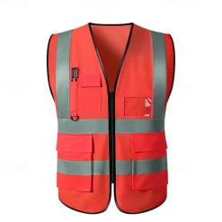 High Visibility Safety Vests with Pockets and Zipper Reflective Mesh Construction Vest for Men Women, Breathable Neon Working Vest for Traffic Work Outdoor Running Cycling Walking One size fits all