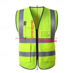 High Visibility Safety Vests with Pockets and Zipper Reflective Mesh Construction Vest for Men Women, Breathable Neon Working Vest for Traffic Work Outdoor Running Cycling Walking One size fits all