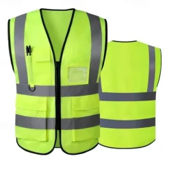 High Visibility Safety Vests with Pockets and Zipper Reflective Mesh Construction Vest for Men Women, Breathable Neon Working Vest for Traffic Work Outdoor Running Cycling Walking One size fits all