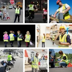 High Visibility Safety Vests with Pockets and Zipper Reflective Mesh Construction Vest for Men Women, Breathable Neon Working Vest for Traffic Work Outdoor Running Cycling Walking One size fits all