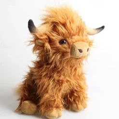 Highland Cow Brown Stuffed Animal Soft Toy Gift for Kids Naturli Eco-Friendly Plush 9.8 Inches