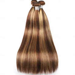 Highlight Hair Bundles Virgin Straight Human Hair 3 Bundles Ombre Honey Blonde P4/27 Color