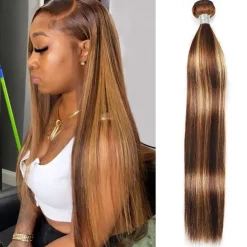 Highlight Human Hair P4/27 Hair Straight 1 Bundles 10-30 Inch Hair Extension Human Hair