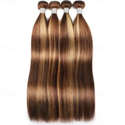 Highlight Human Hair P4/27 Hair Straight 1 Bundles 10-30 Inch Hair Extension Human Hair